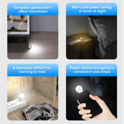 8pcs USB Plug LED Book Lamps: Small Reading Lights for Computer, Mobile Power - Round Night Light with Eye Protection