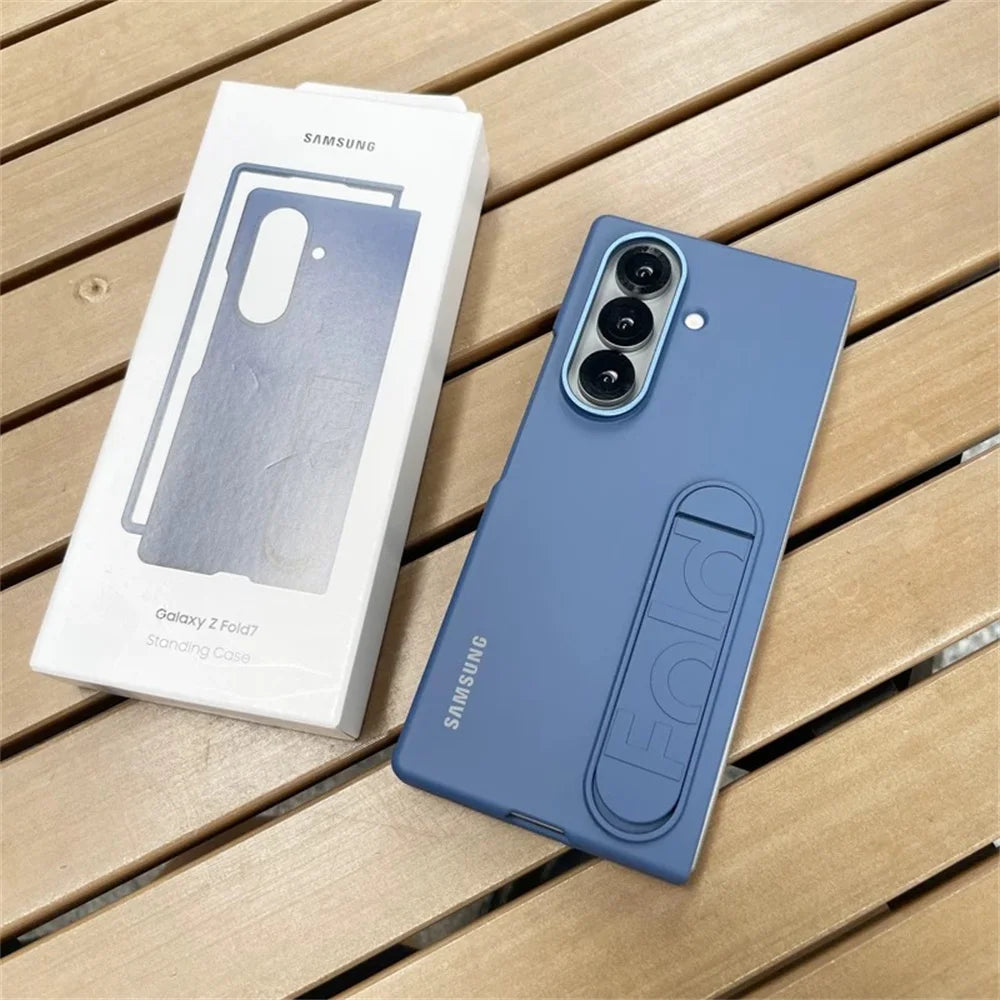 Luxury Standable Matte Silicone Phone Case for Samsung Galaxy Z Fold 6-7 – Skin Feel Full-Back Protective Cover
