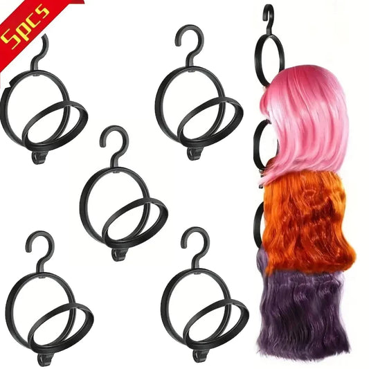 5pcs Foldable Hanging Wig Stand – Round Multi-Function Portable Stand for Wigs and Hats