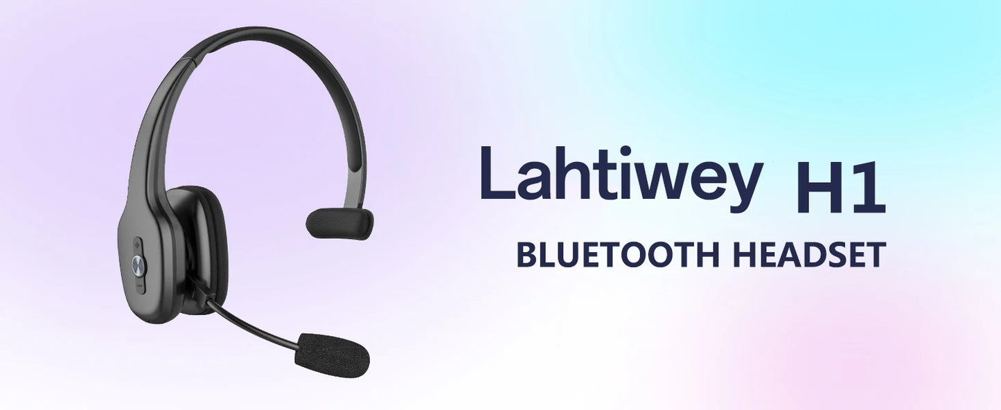 Bluetooth V5.3 Wireless Headset – Truck Driver & Office Hands-Free Call Headphones with Microphone