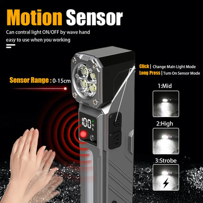 High-Power LED EDC Flashlight – Rechargeable Pocket Torch with RGB, Magnet & Clip for Camping & Fishing