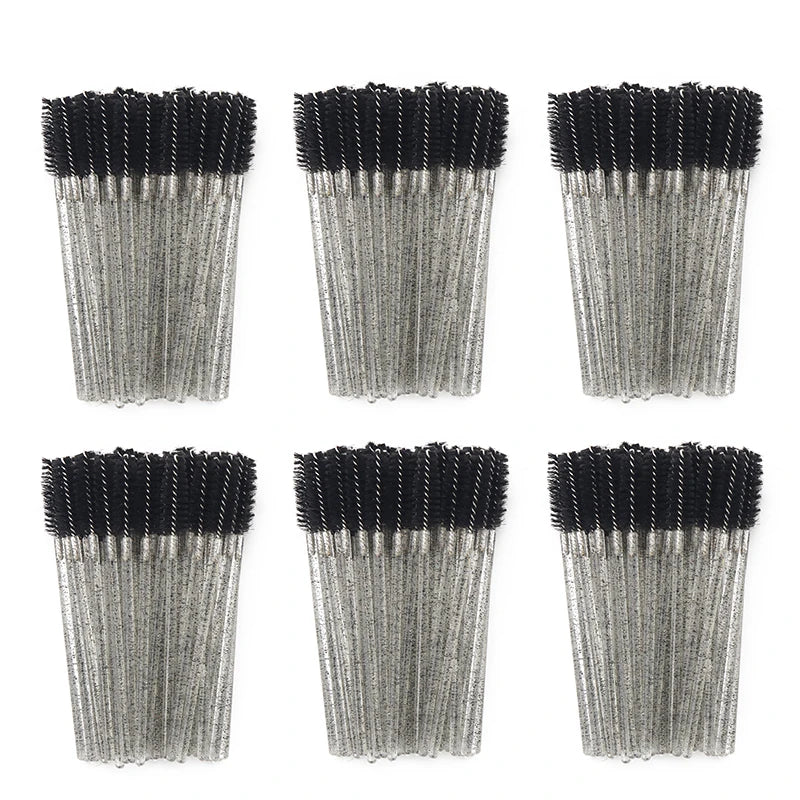 ANNAFRIS 50pcs Disposable Eyelash & Eyebrow Brushes — Soft Crystal Lash Extension Mascara Wands Makeup Tools