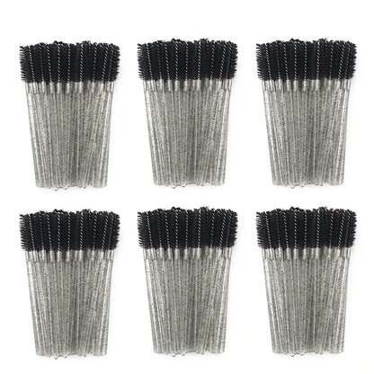 ANNAFRIS 50pcs Disposable Eyelash & Eyebrow Brushes — Soft Crystal Lash Extension Mascara Wands Makeup Tools