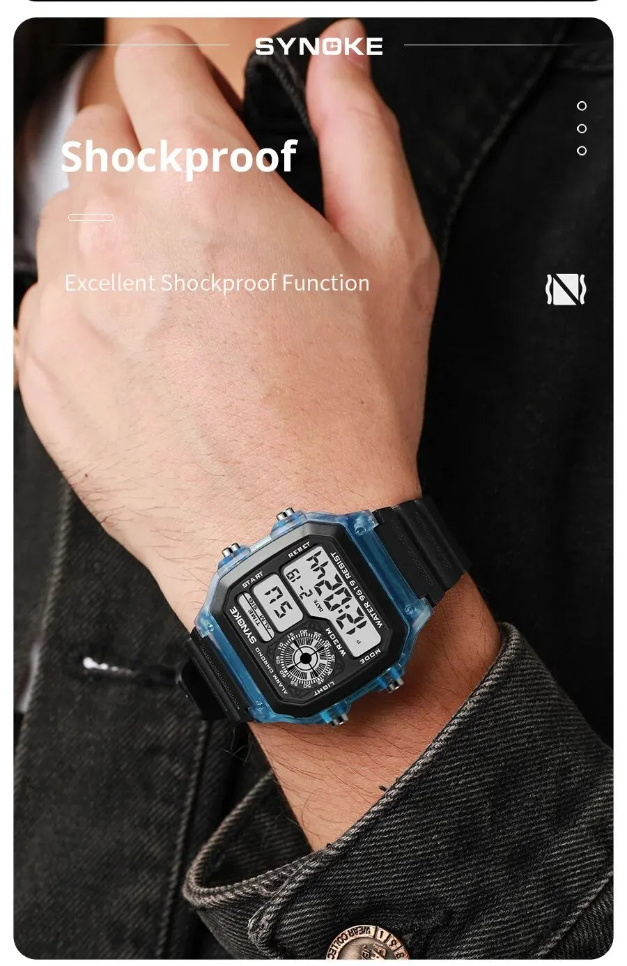 SYNOKE Digital Sports Watch for Men & Women – Luminous, Multifunction, Waterproof Wristwatch with Seven Lights for Outdoor & Running