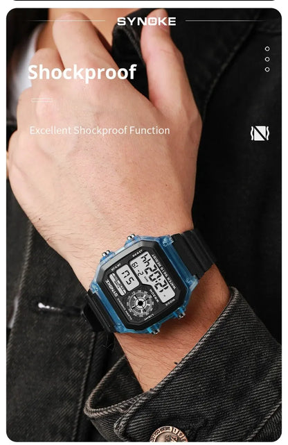 SYNOKE Digital Sports Watch for Men & Women – Luminous, Multifunction, Waterproof Wristwatch with Seven Lights for Outdoor & Running