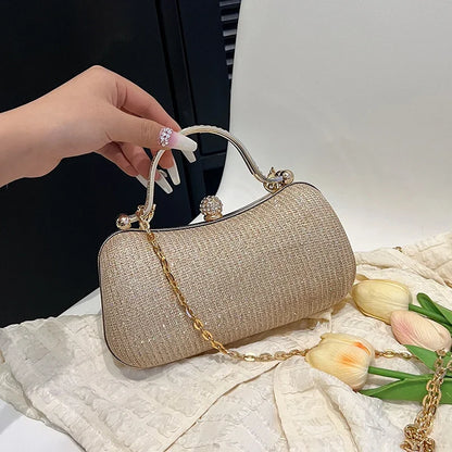 Women’s Chain Evening Shoulder Bag – Vintage Crossbody Handbag Dinner Party Underarm Satchel
