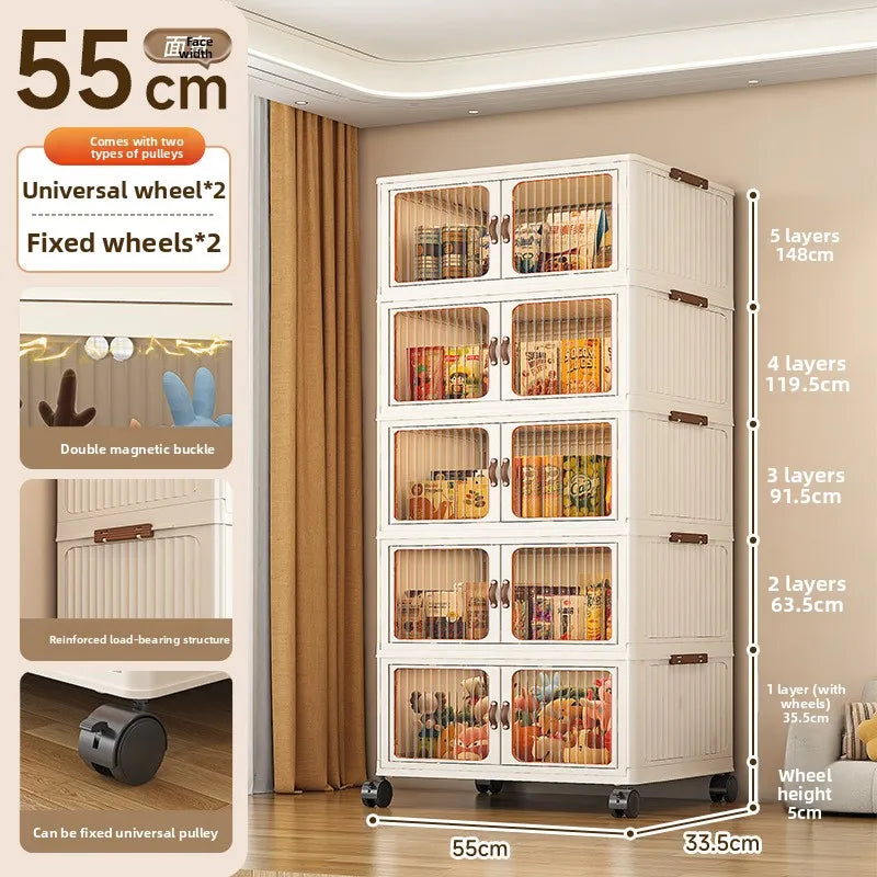 Large Capacity Collapsible Storage Bin — Plastic Organizer with Lid for Clothes, Toys & Blankets, Stackable & Portable for Bedroom or Nursery