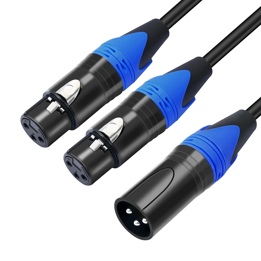 50cm XLR Splitter Cable – 1 XLR Female to 2 XLR Male Y Cable for Microphone, Amplifier & Mixer