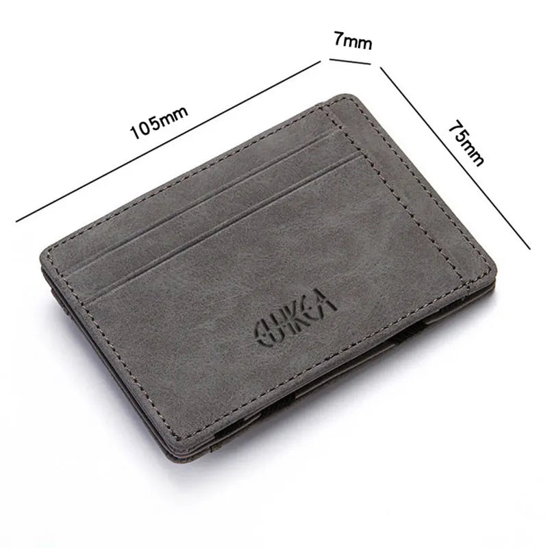 Compact Men's Card Holder Wallet: Mini Zipper Coin Pocket, Slim & Stylish Magic Wallet - High-Quality PU Leather, Ideal for Credit Cards and Cash