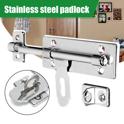 4-Inch Stainless Steel Door Lock – Barrel Bolt Latch Padlock Clasp Set for Doors, Windows, Drawers & Cupboards (Brushed Finish)