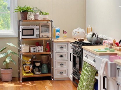 1/6 Scale BJD Dollhouse Wooden Shelf & Sink Cabinet — Miniature Kitchen Furniture Accessory for Dollhouse Bar Counter