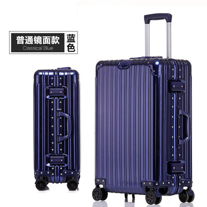 Aluminum Metal Luggage Carry-On Travel Bags - 20/22/28/30 Inch Trolley Suitcase with Cabin Size and Password Lock