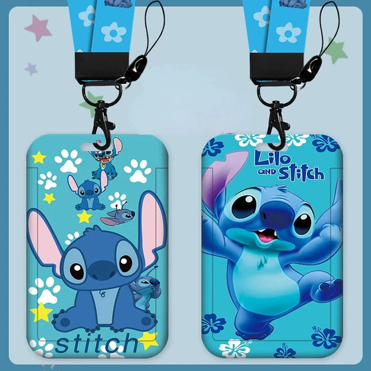 Disney Anime Stitch Badge Holder – Kawaii Card Holder Lanyard for Students, Kids, Campus Neck Strap Gift