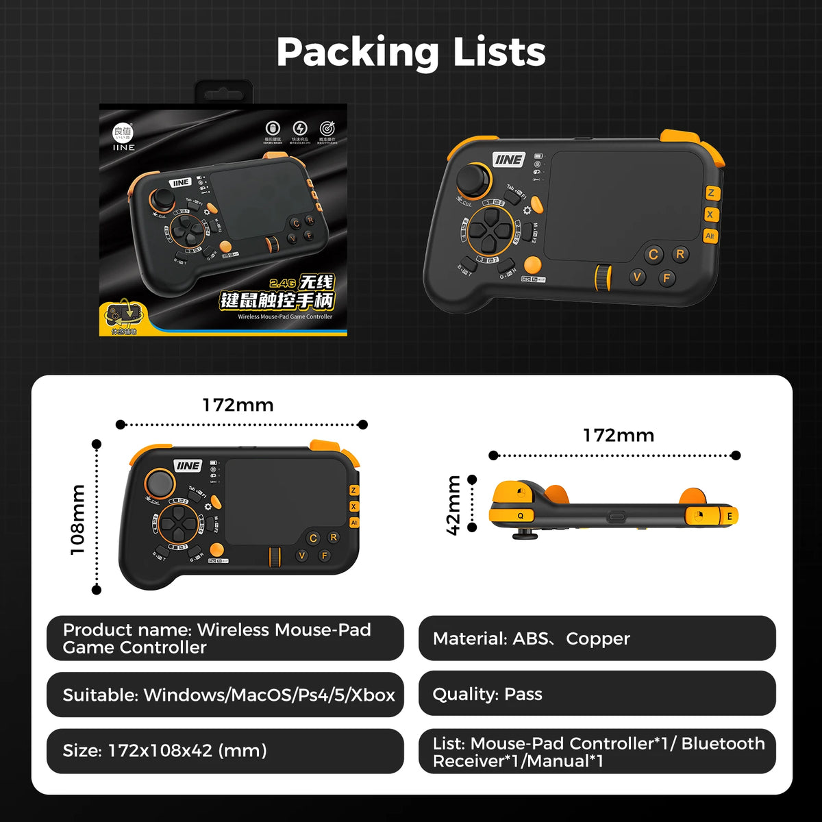 IINE Ungrade Wireless Mouse & Keyboard Combo — Touchpad Controller Set ...
