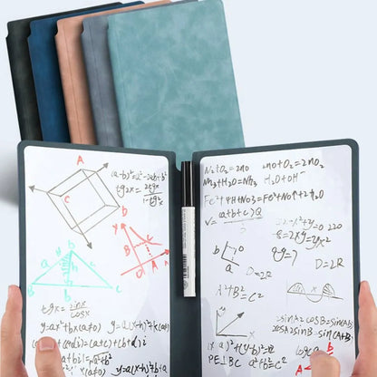 A5 Reusable Whiteboard Notebook Set - Includes Pen, Erasing Cloth, Leather Memo Pad, and Weekly Planner - Portable & Stylish Office Organizer