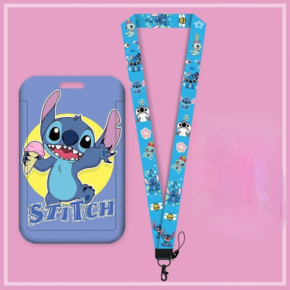 Disney Anime Stitch Badge Holder – Kawaii Card Holder Lanyard for Students, Kids, Campus Neck Strap Gift