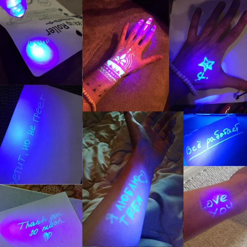Invisible Ink Pen with UV Light - Magic Fluorescent Writing and Drawing Pen for Secret Messages, Suitable as Kids' Toy