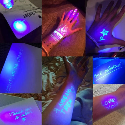 Invisible Ink Pen with UV Light - Magic Fluorescent Writing and Drawing Pen for Secret Messages, Suitable as Kids' Toy