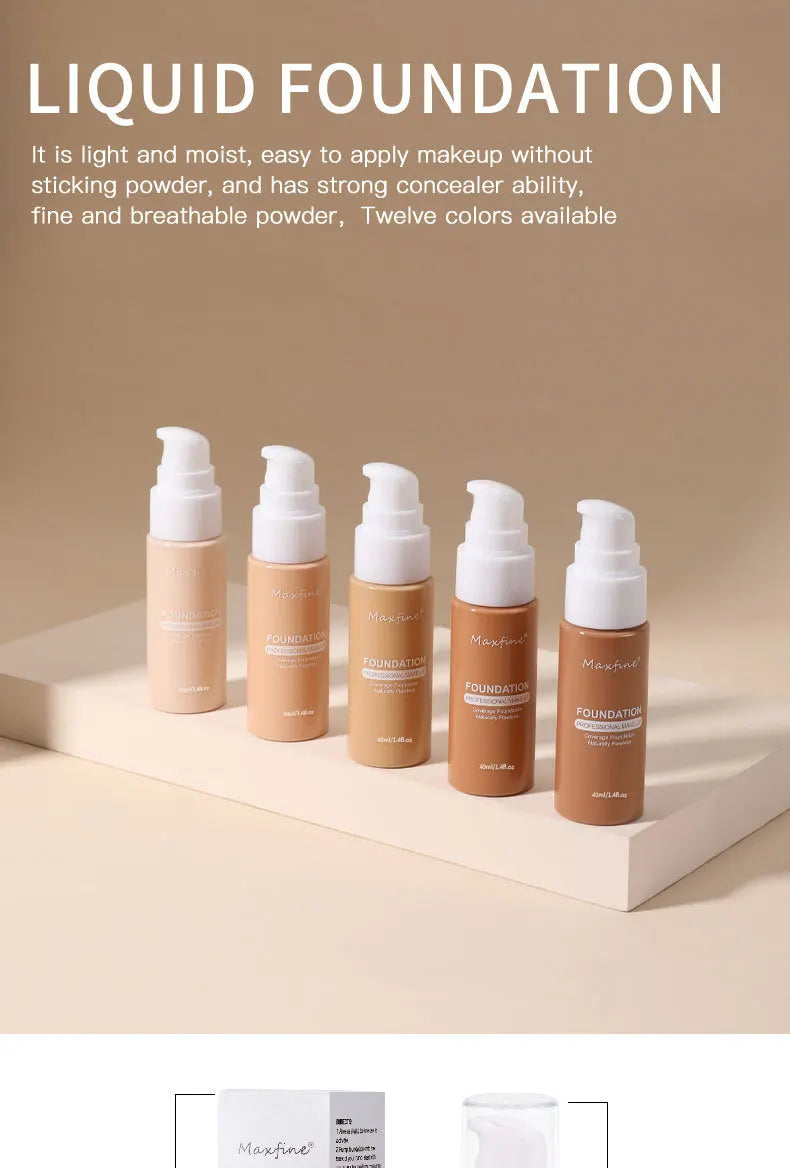 Liquid Foundation Concealer – Waterproof, Sweat-Resistant Professional Makeup Cosmetics