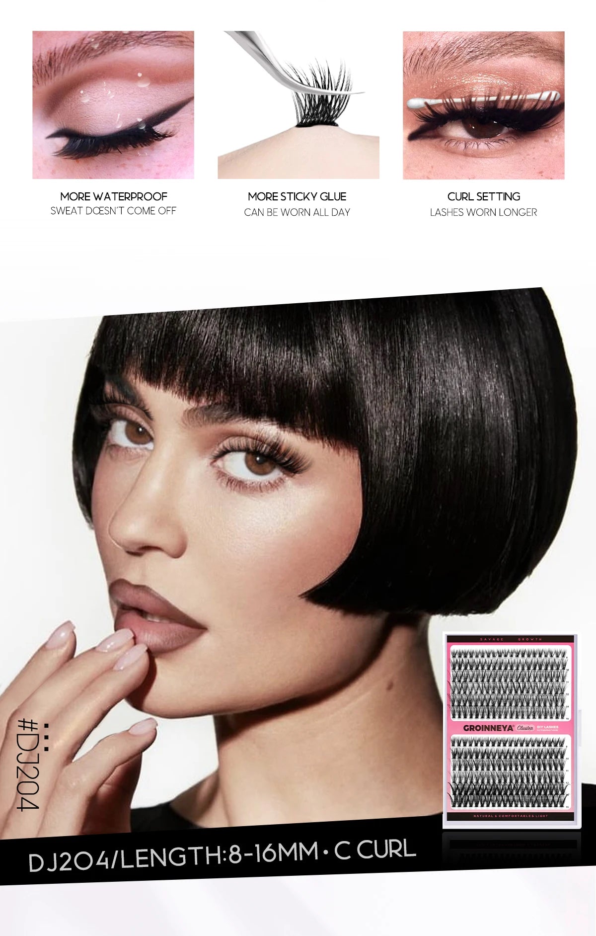 Lash Clusters Extension Kit – Fake Eyelashes Set with Lash Bond, Seal, and Applicator Tool for Makeup