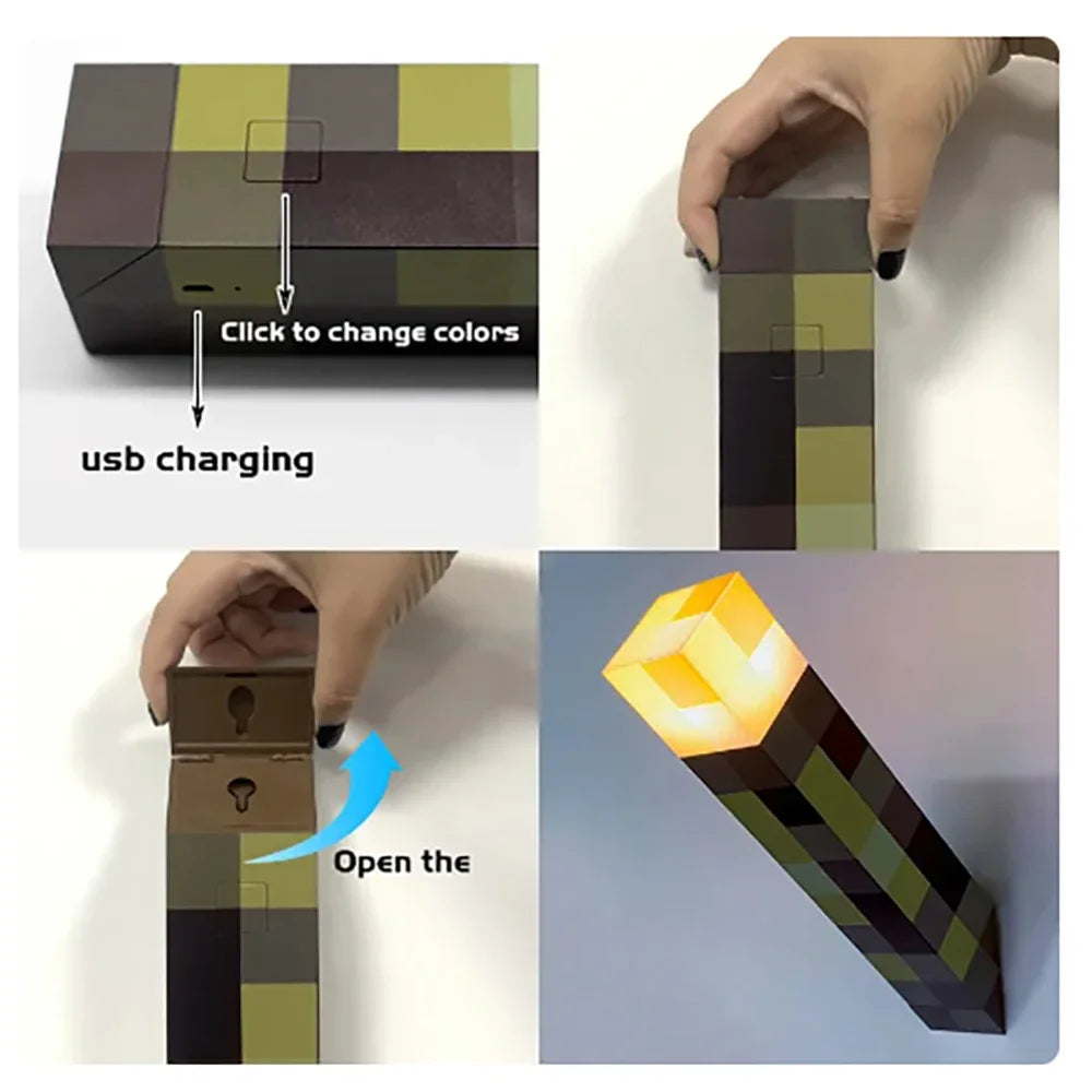 Brownstone Torch LED Night Light – USB Rechargeable Table Lamp for Game Room, Kids, and Festival Decor Gifts