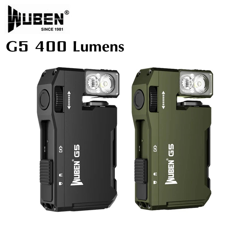WUBEN G5 EDC Flashlight – 400 Lumens Portable Waterproof Pocket Torch with 180° Rotating Head & Magnetic Tail for Outdoor Use