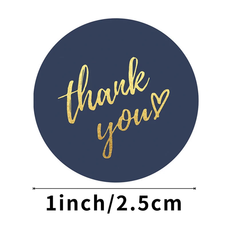 50-500pcs 1-Inch Blue Thank You Stickers – Envelope Sealing Labels for Handmade, Wedding, Gift Decoration, Stationery Supplies