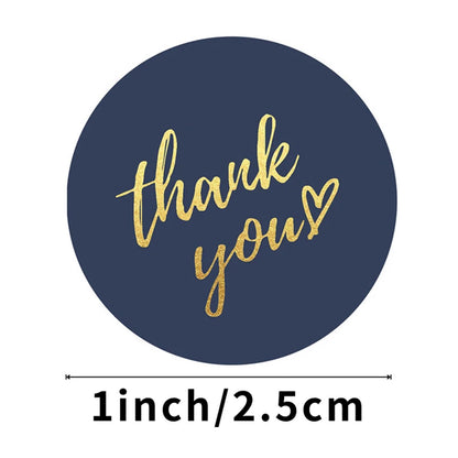 50-500pcs 1-Inch Blue Thank You Stickers – Envelope Sealing Labels for Handmade, Wedding, Gift Decoration, Stationery Supplies