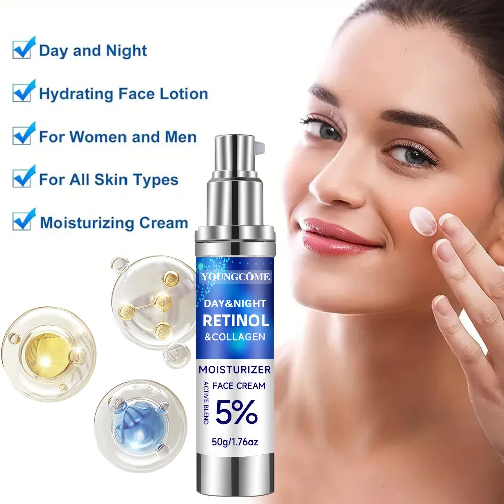 Retinol Anti-Aging Moisturizer – Collagen, Hyaluronic Acid, Vitamin C & E, Hypoallergenic Youthful Face Cream