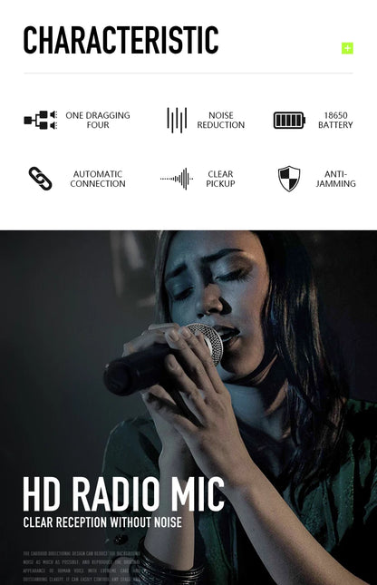 Gold 2.4GHz Wireless Handheld Microphone – Dynamic DJ Recording & Mixer Mic