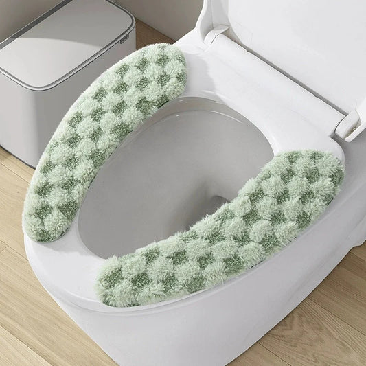 Thick Warm Toilet Seat Cushion Cover – Adhesive, Washable & Reusable Bathroom Mat for Winter Comfort