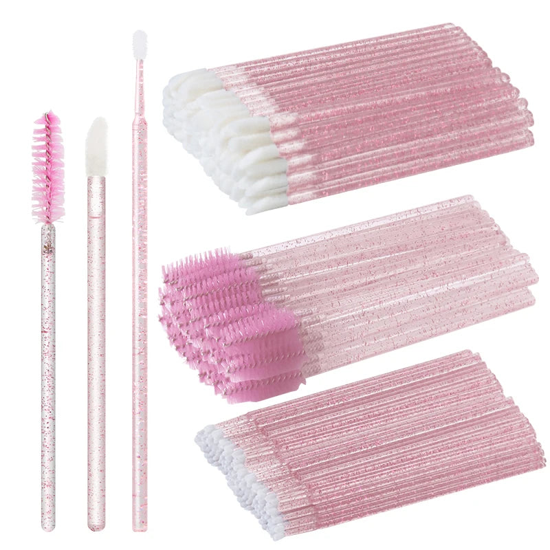 ANNAFRIS 50pcs Disposable Eyelash & Eyebrow Brushes — Soft Crystal Lash Extension Mascara Wands Makeup Tools