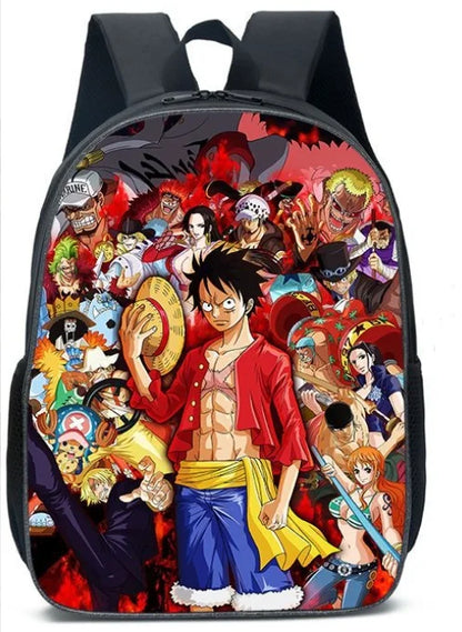 3PC One Piece Luffy School Backpack Set – Rechargeable Anime Bag for Boys & Girls, Student Cartoon Mochila