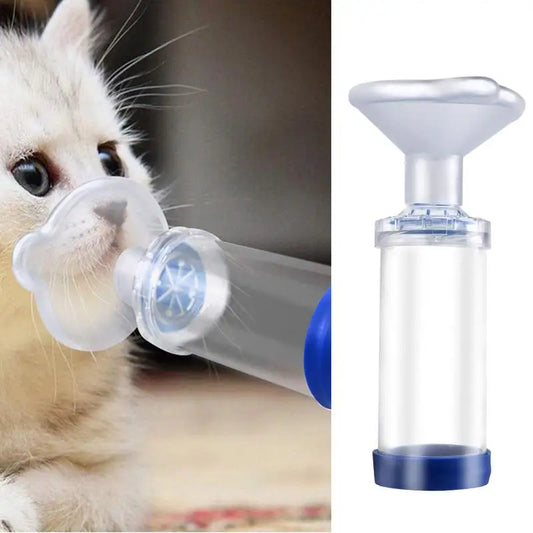 Pet Aerosol Chamber Inhaler — Portable Nebulizer with Silicone Mask, Tank, and Manual Pump for Cats and Dogs