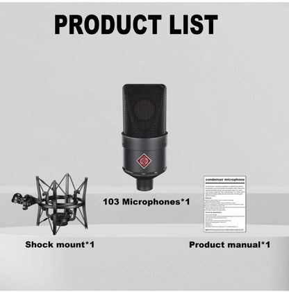 TLM 103 XLR Condenser Microphone – Professional Cardioid Studio Mic for Podcasting, Voice Over, Streaming & Home Recording