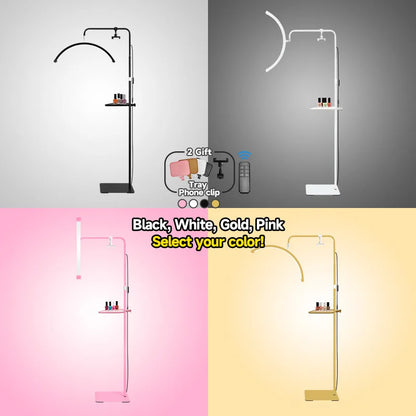 23" OEM 45W LED Eyelash Extension Lamp – Adjustable Brightness Half-Moon Bed Lamp with Ring Light & Free Logo