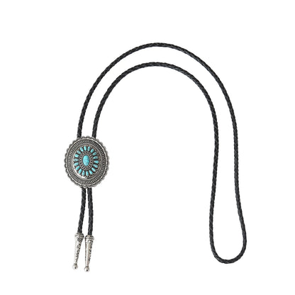 Ethnic Wind Sunflower Turquoise Bolo Tie – Western Style Neckwear