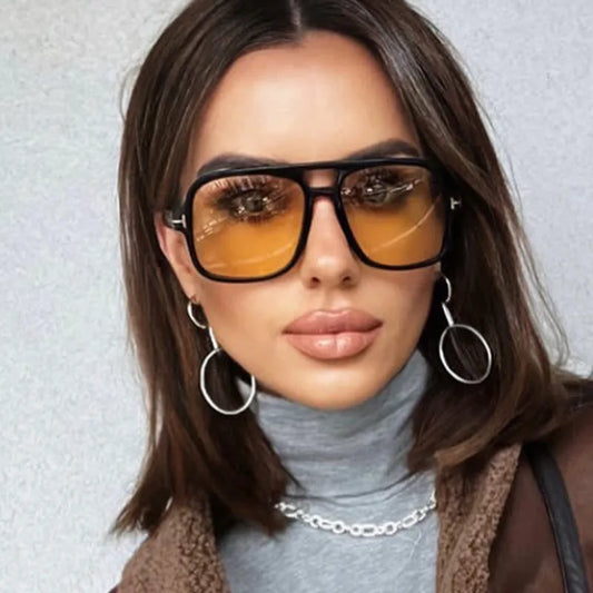 Trendy T-Shaped Large Frame Women's Sunglasses – High End Pilot Style for Street Photography and Hip Hop