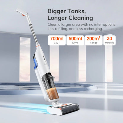 ILIFE W90 Cordless Wet Dry Smart Mop – 5500Pa Suction, Self-Cleaning in 1 Minute, Large Dual Water Tank