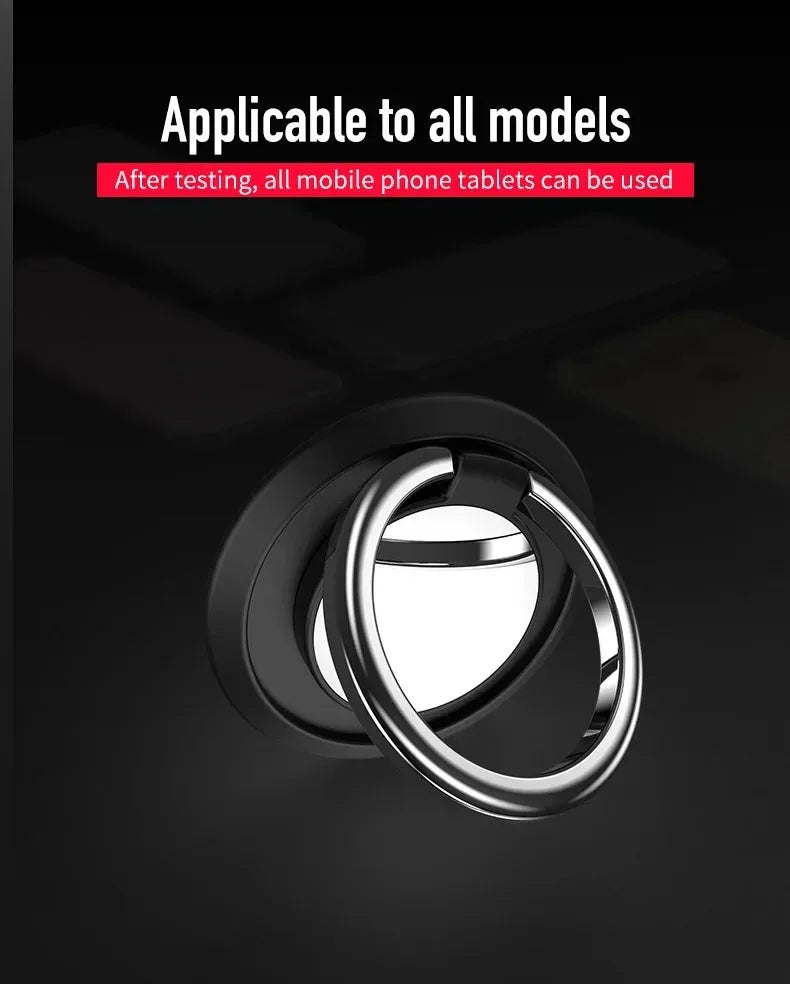 360° Rotating Finger Ring Holder Stand - Magnetic Car Mount & Universal Phone Back Sticker Pad Grip