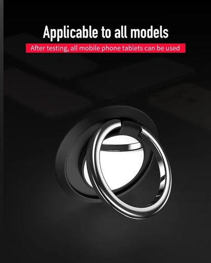 360° Rotating Finger Ring Holder Stand - Magnetic Car Mount & Universal Phone Back Sticker Pad Grip
