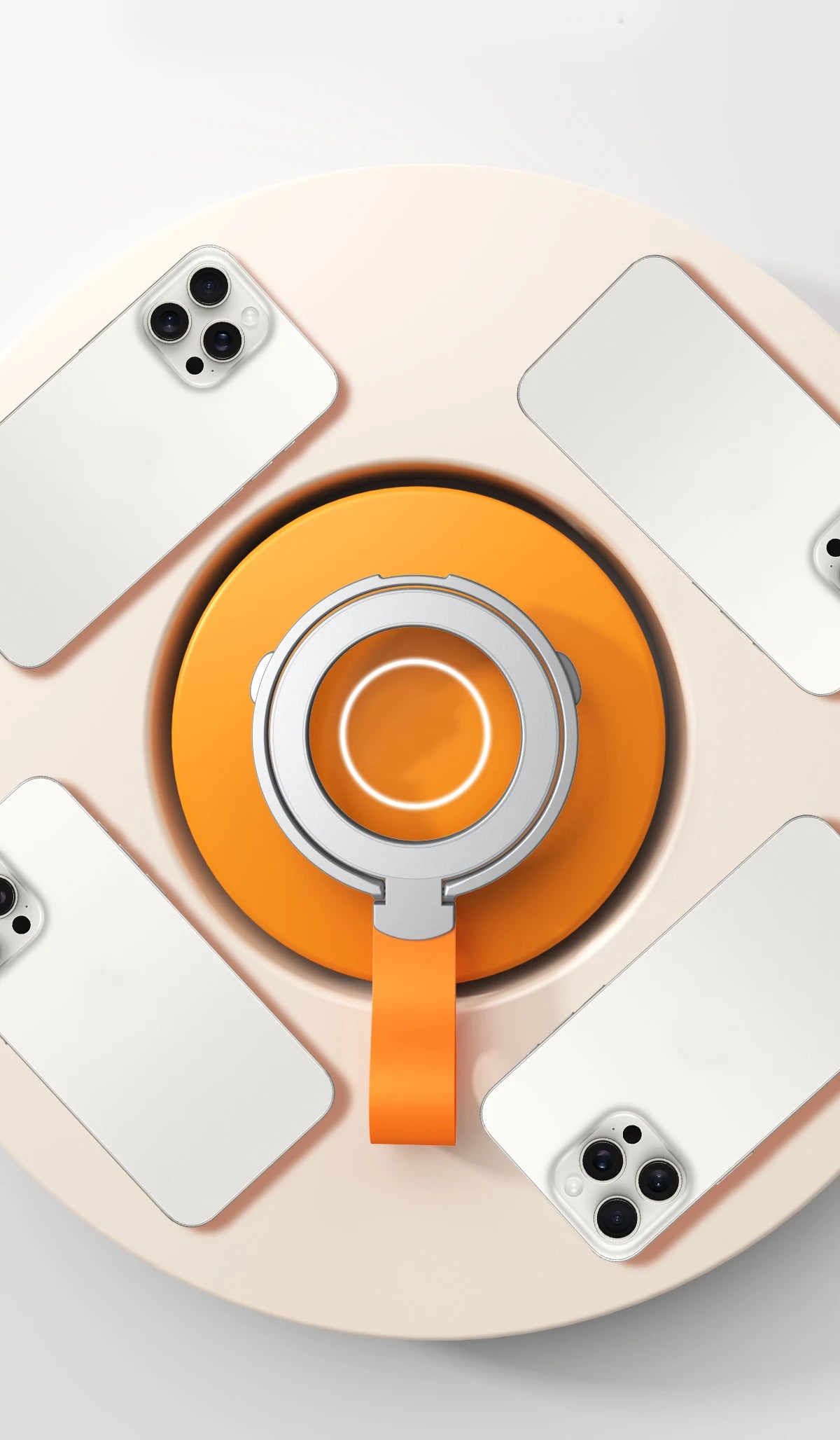 MagSafe Metal Strong Magnetic Suction Phone Holder - 360° Rotating, Folding Ring, Alloy, Portable & Universal Desktop Stand