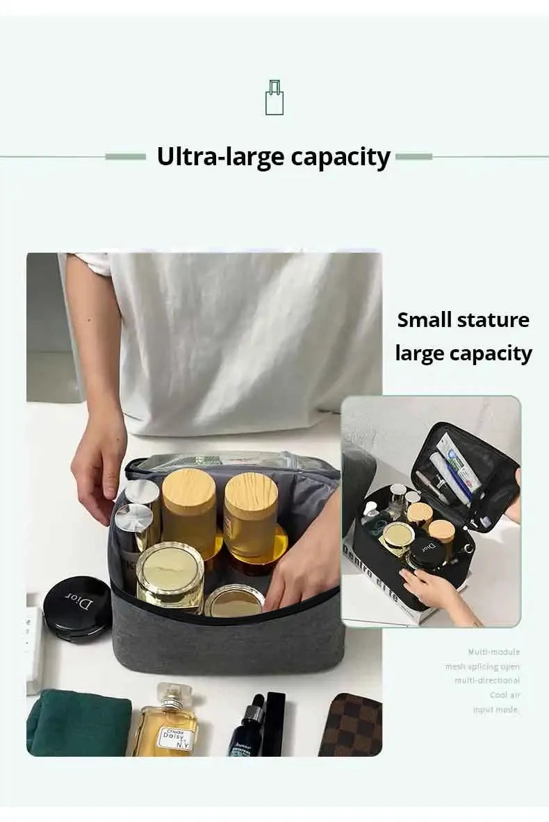 Men’s Business Travel Toiletry Bag – Double-Layer Large Capacity Cosmetic & Storage Handbag, Oxford Cloth