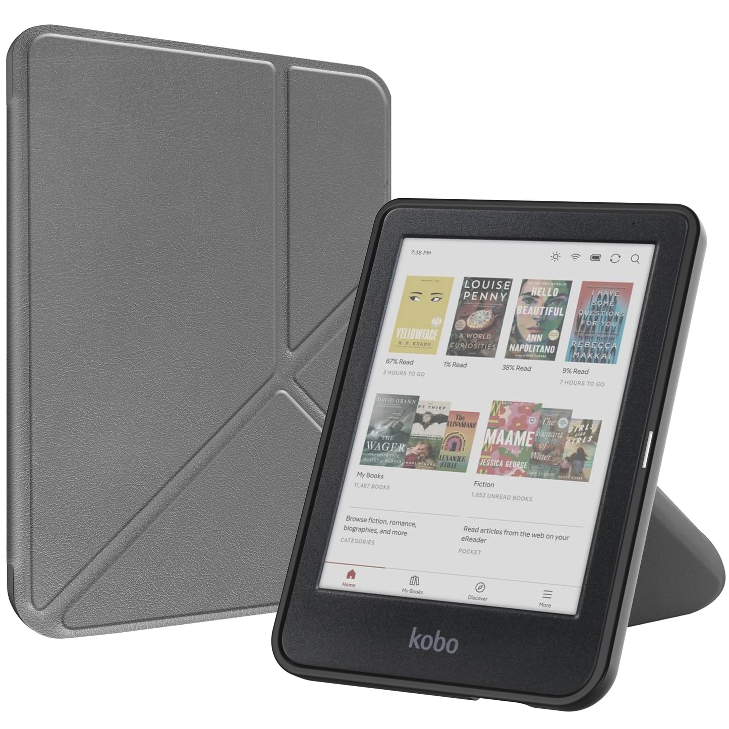 Smart Case for Kobo Clara Colour/BW/2E – Multi-Folding Stand, Magnetic Cover, Soft Back, Auto Sleep/Wake