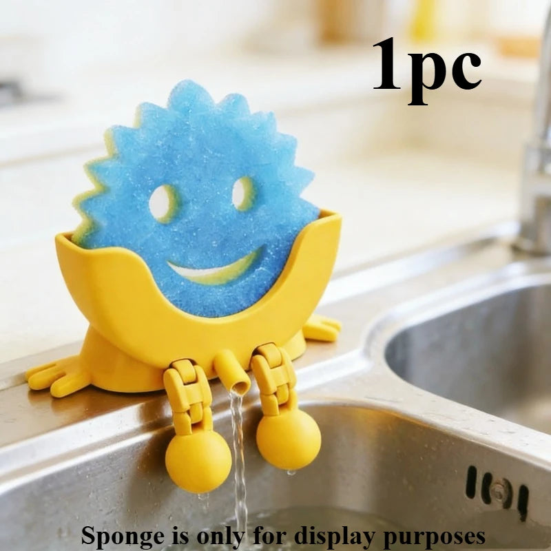 Cute Kitchen Sponge Holder with Drainage Holes & Legs – Fun Sink Edge Dish Sponge Stand for Countertop Organization 🧽✨