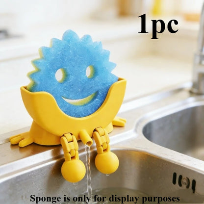 Cute Kitchen Sponge Holder with Drainage Holes & Legs – Fun Sink Edge Dish Sponge Stand for Countertop Organization 🧽✨