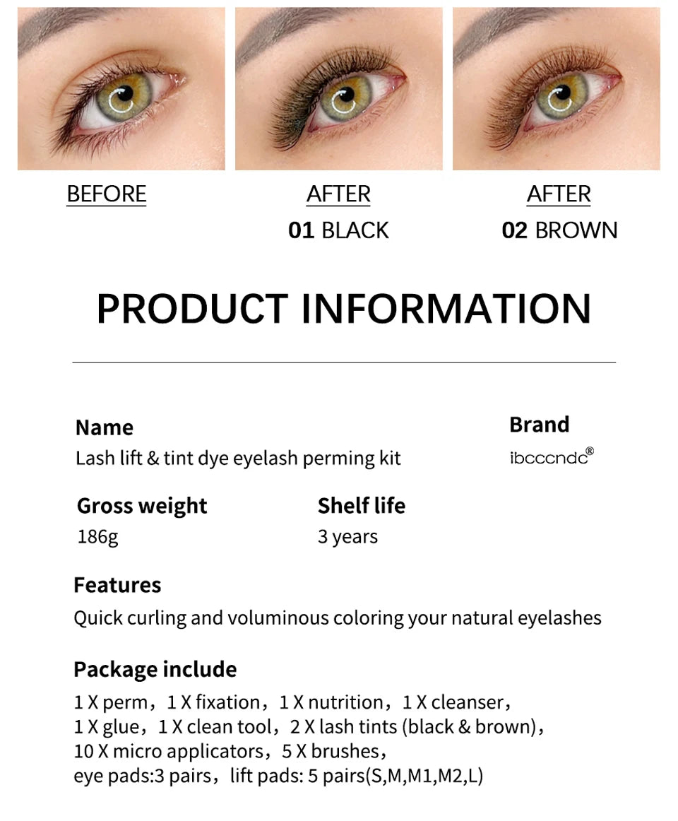 Professional Semi-Permanent Brow & Lash Lift Kit – Brow Lamination, Eyelash Perming & Tinting Makeup Set