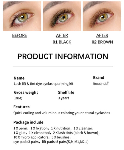 Professional Semi-Permanent Brow & Lash Lift Kit – Brow Lamination, Eyelash Perming & Tinting Makeup Set