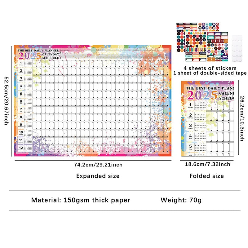 2024-2025 Kawaii Wall Calendar Planner – Large Schedule Organizer, To-Do List, Target Tracker, Office Supplies