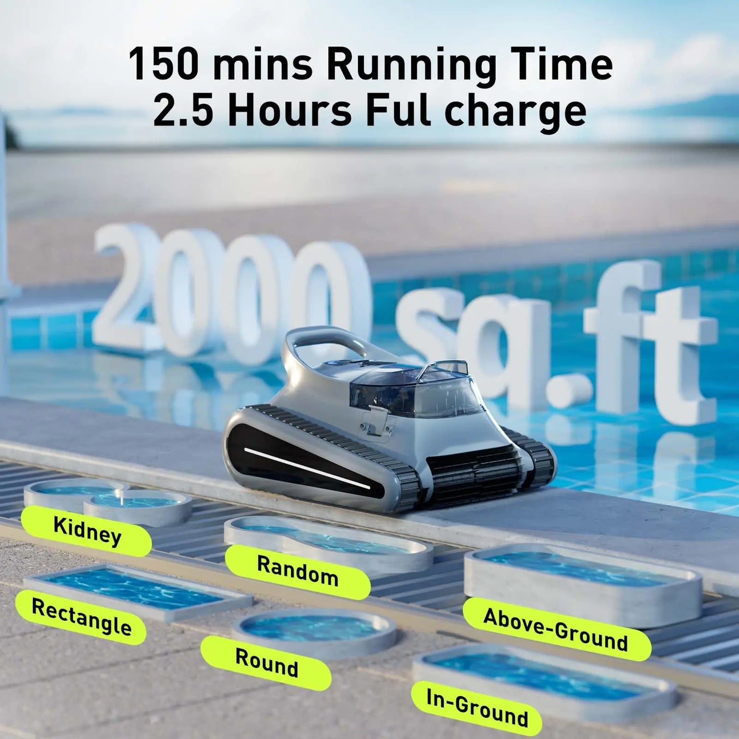 (2025 New) Seauto Crab Pro Cordless Robotic Pool Cleaner – Vacuum for Inground Pools up to 2000 Sq.ft, Wall & Waterline Cleaning